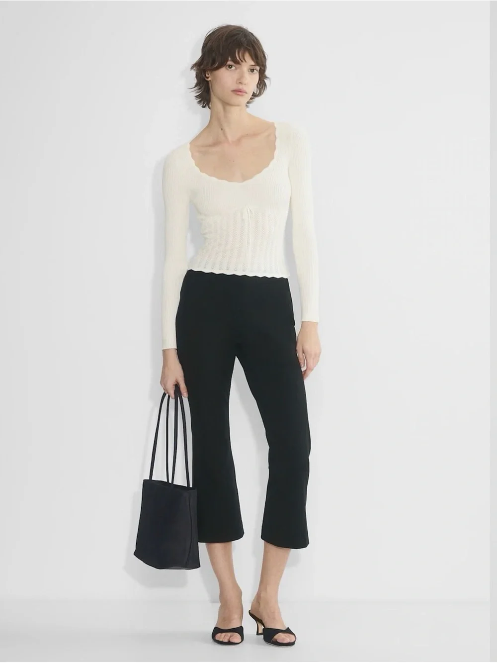 Aritzia Wilfred Light Blue Soloist Sweater | Ribbed Knit Long-Sleeve Top - Picture 5 of 6